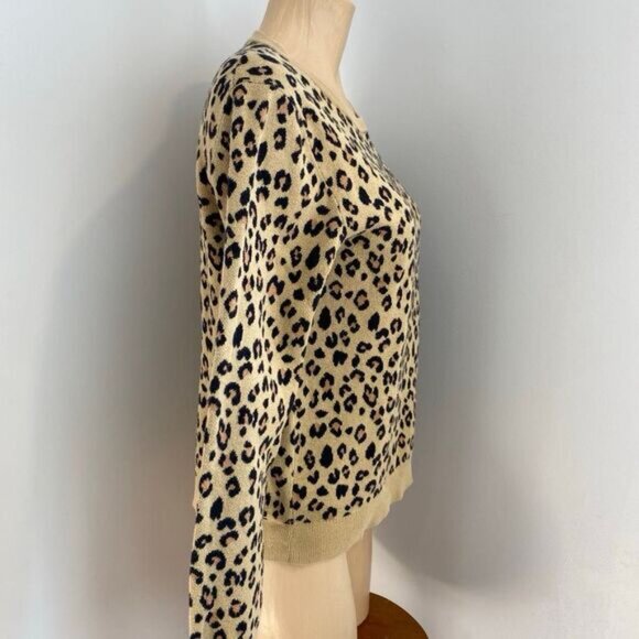 J. Crew Women's Size Medium Animal Leopard Print Pullover Cotton Sweater Top - Picture 3 of 11